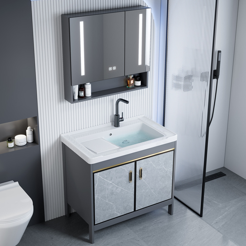 Comercio exterior tipo piso espacio de aluminio gabinete de baño combinación de inodoro lavabo hotel transfronterizo lavabo cerámica integrada