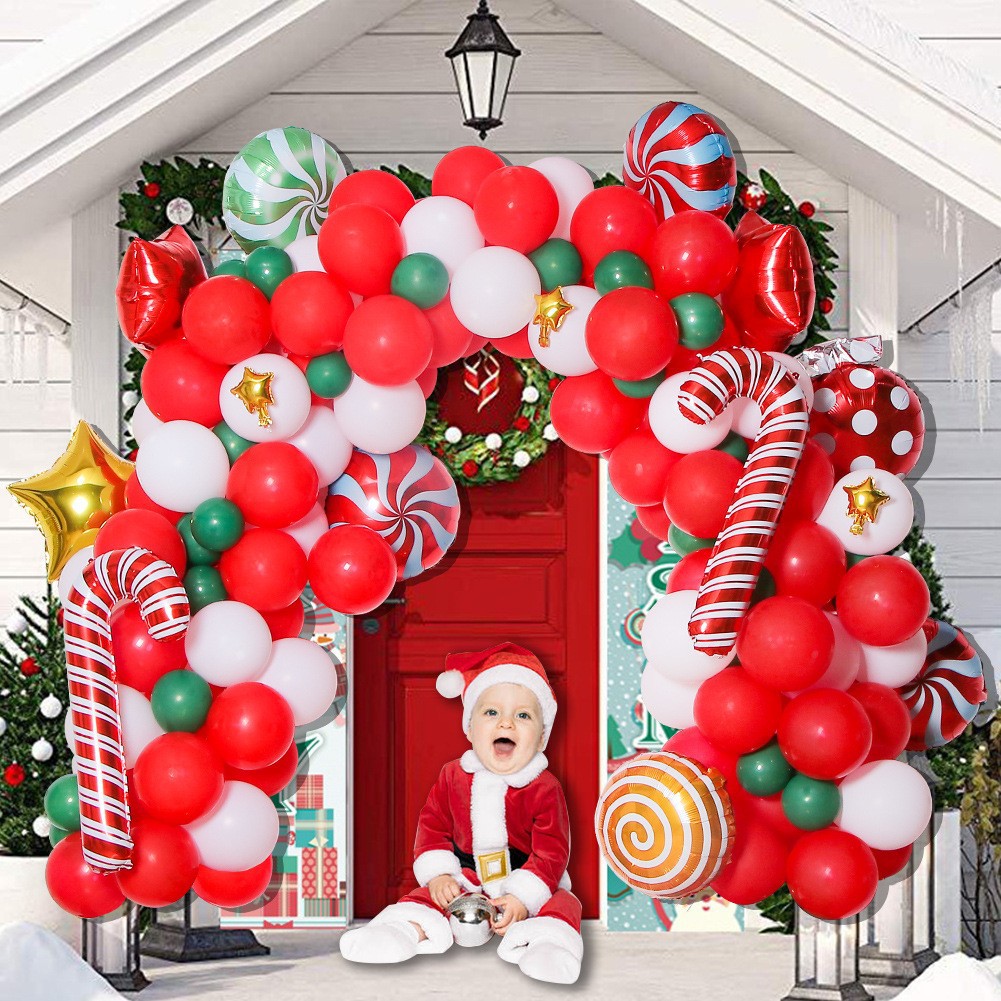 Suministros de decoración de Navidad Regalos de Navidad 2025 Juego de globos de Navidad Combinación Cadena de globos Globos de fiesta de Navidad