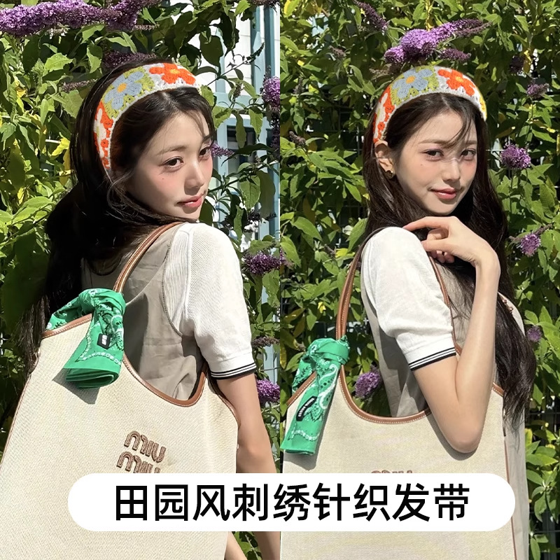 Banda para el cabello con velcro bordada de temperamento de súper hada, flequillo en la frente femenina, cabello roto, diadema de artefacto de acabado, flequillo, horquilla