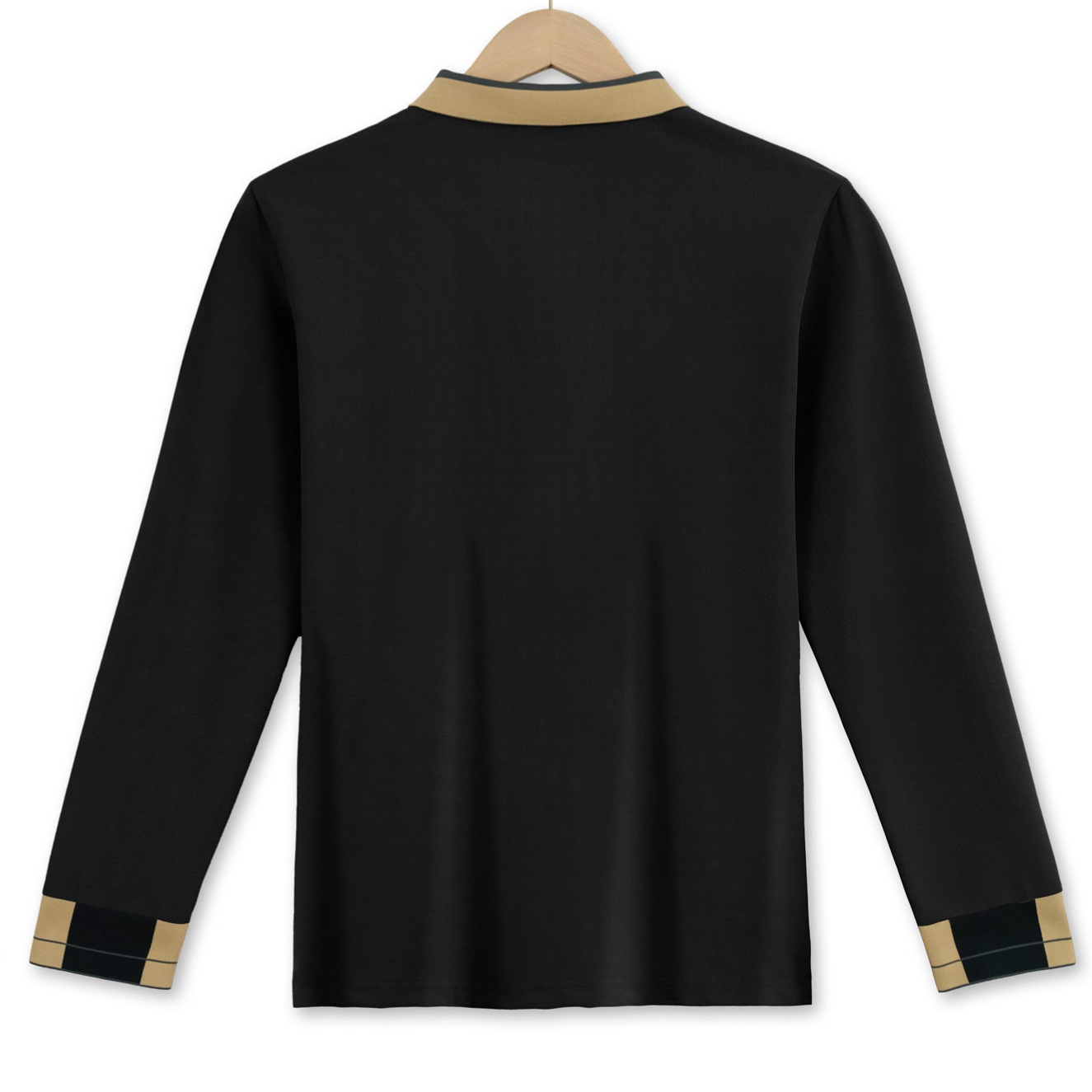 Cross-Border European And American Long Sleeve Turn-Down Collar Men's T-Shirt Waffle Solid Color Button Casual_voghion.com