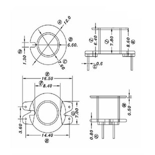RM6 transformer skeleton RM6 high frequency transformer vertical 2+2 pin