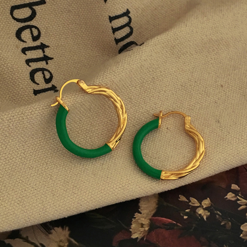 Simple Style Geometric Copper Earrings Enamel Plating Copper Earrings