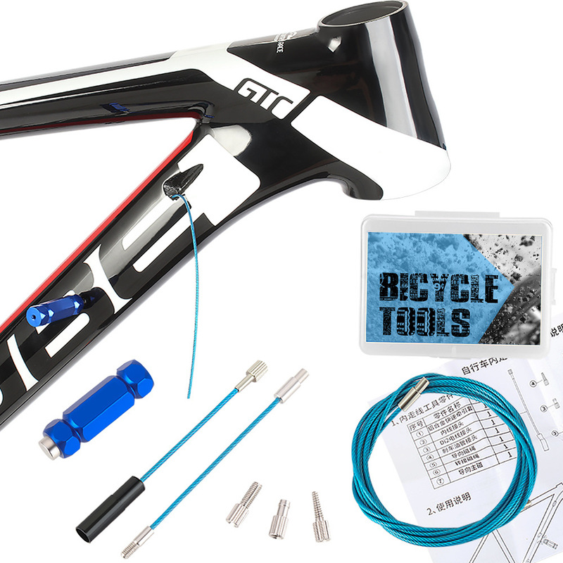 Mountain road bike carbon fiber aluminum alloy frame inner routing tool line pipe tubing magnet threading wire guide
