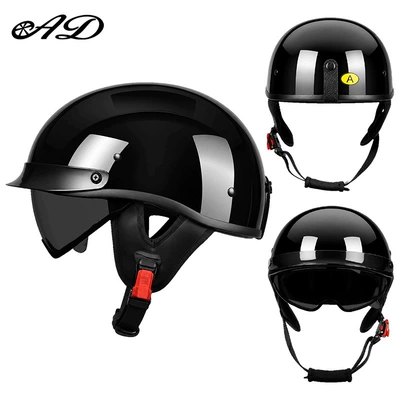 Half-Helmets for Scooters, Electric Bike, Motosiklet kaskı (dəbilqə) - category-3ca-bright-black-black-tea-mirror-transparent-mirror-m55-56-head-circumference