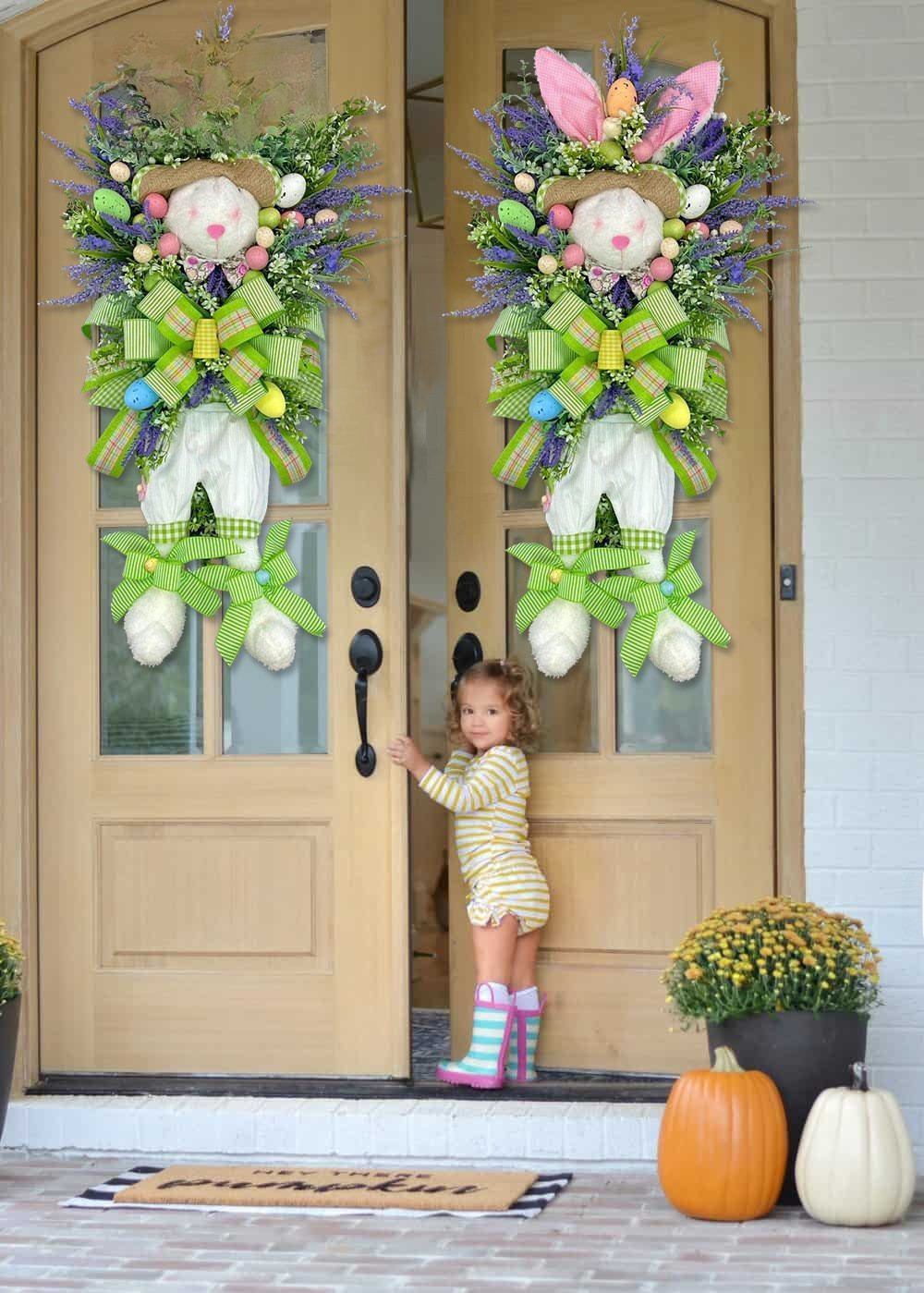 Osterhasenkranz Home Türschild Simulation Pflanzentür Hängende Dekorationen Unabhängige Station Explosionen_voghion.com