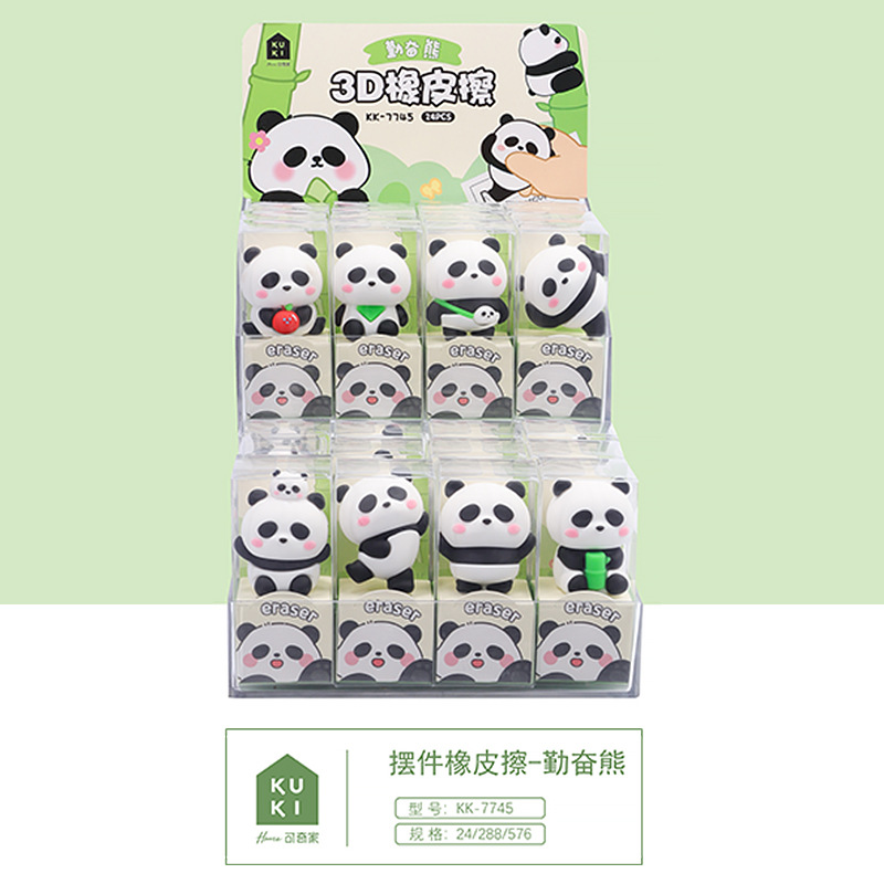 KUKI Keqi Home Adornos Borrador Panda Cute Cute Cartoon para estudiantes de escuela primaria Regalo no caspa, limpio y no tóxico