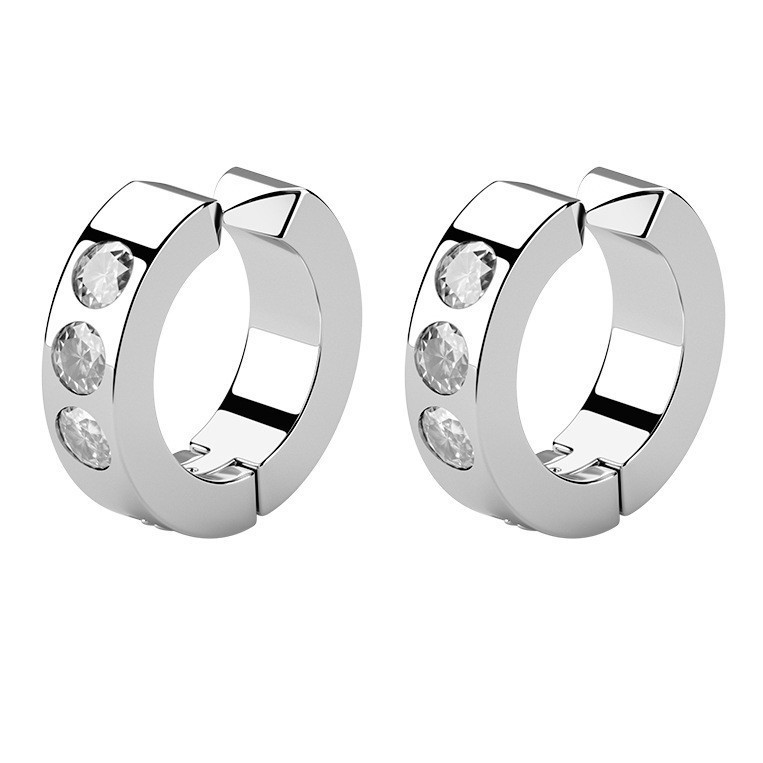 X266-B (silver inlaid diamond ear clip) a pair