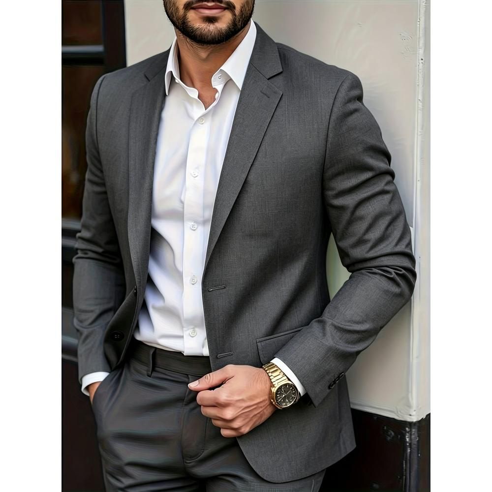 Comercio exterior transfronterizo hombre delgado moda traje casual de color sólido clásico versátil primavera y otoño delgado chaqueta de traje