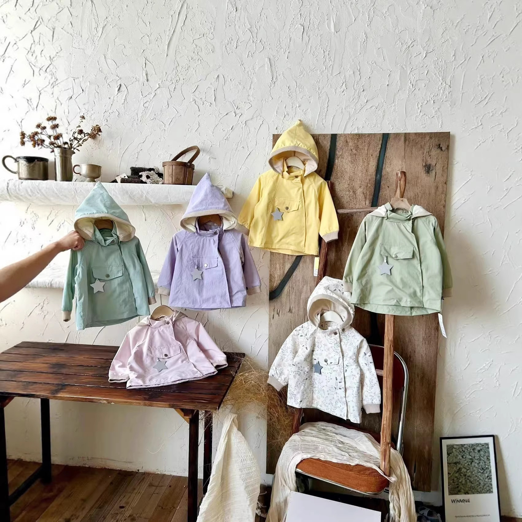 Boys and Girls Elf Hat Windbreaker 2025 New Baby Spring & Fall Mat Elf Outwear Pointed Hat Unisex Kidsren's Clip