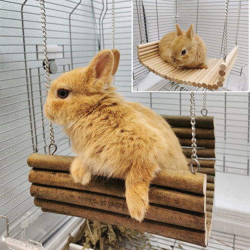 Factory goods dwarf rabbit toys guinea pig chinchilla solid wood swing log hammock nest guinea pig teething supplies