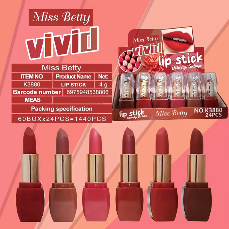 Miss Betty transfronteriza exclusiva para el nuevo lápiz labial mate de 6 colores impermeable sin desvanecimiento de 6 colores en stock.