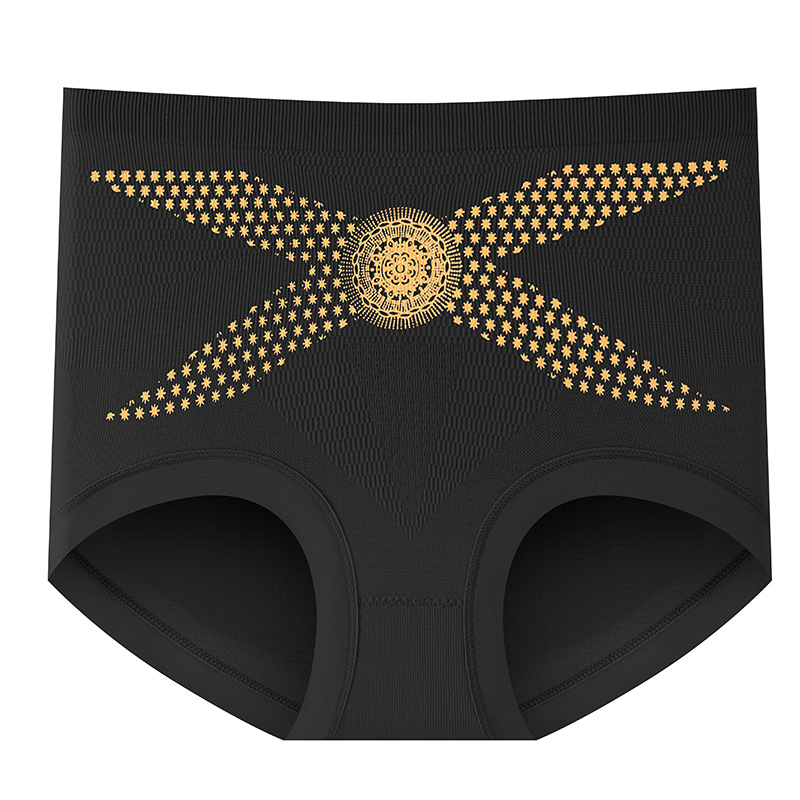 Vendajes dorados, cintura alta, glúteos, ropa interior de abdomen direccional 2024, nueva ropa interior de mujer transpirable de entrepierna antibacteriana de algodón 9A