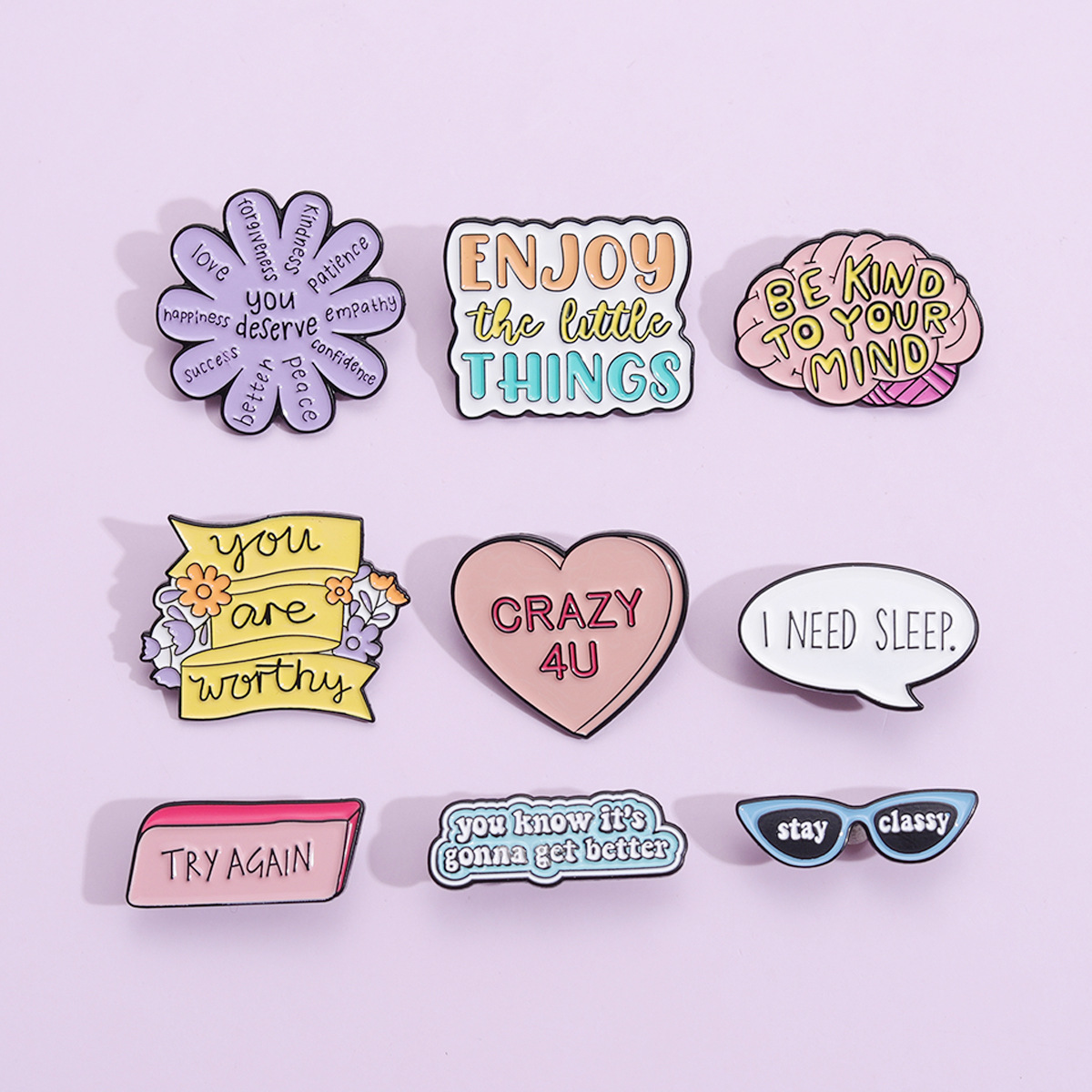 Cartoon Style Pin Letter Heart Shape Flower Alloy Stoving Varnish Unisex Brooches display picture 2