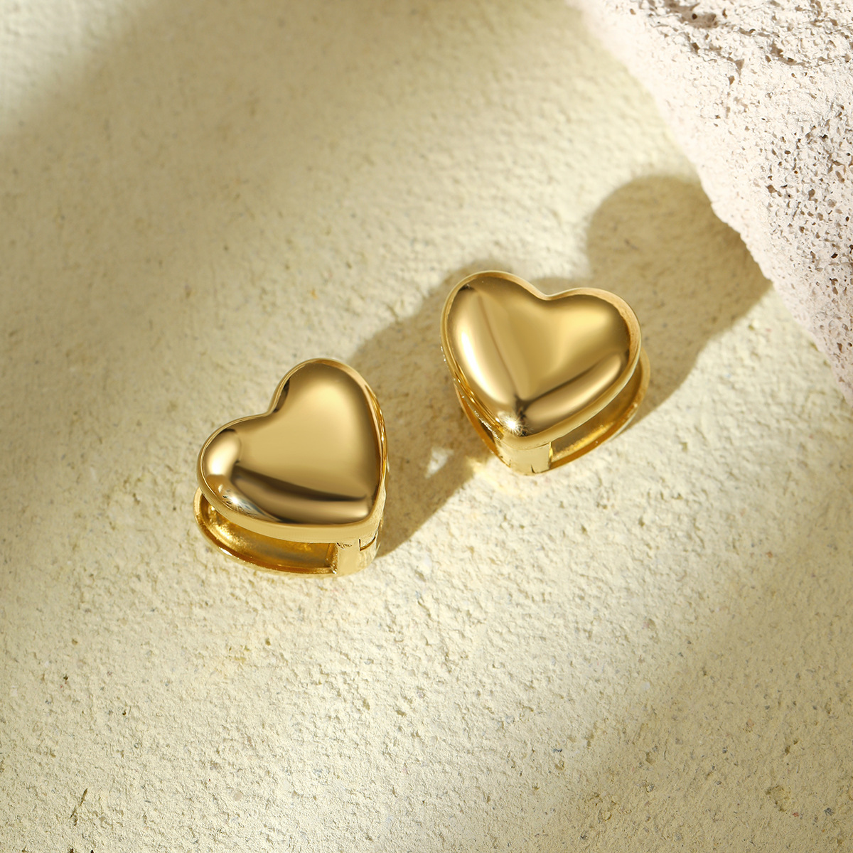 304 Stainless Steel Ear Needle Material 1 Pair Simple Style Heart Shape Titanium Steel Ear Studs
