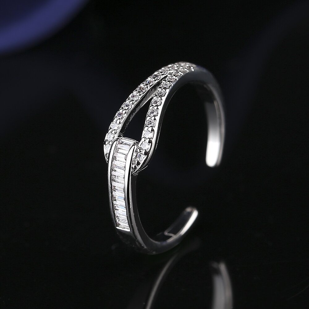 Factory Direct Selling Japan and South Korea Hot Sale Light Luxury Simple Row Ring Loose Mouth Design Diamond Index Finger Ring Women Ring Jewelry