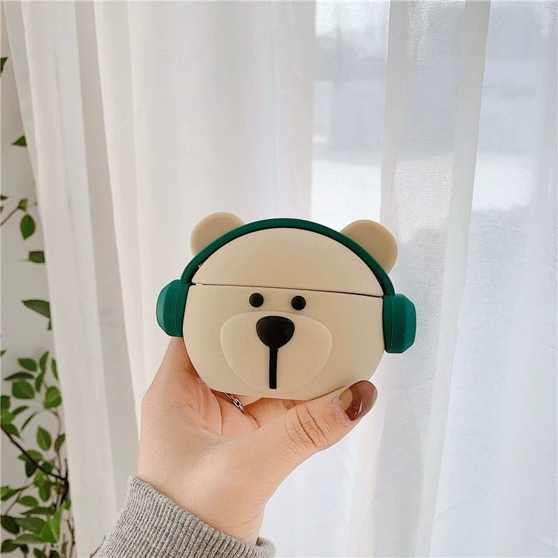 Силиконовый защитный чехол (совместим с Apple) для AirPods 1/2, милые мультяшные дизайны, с крючком/кольцом