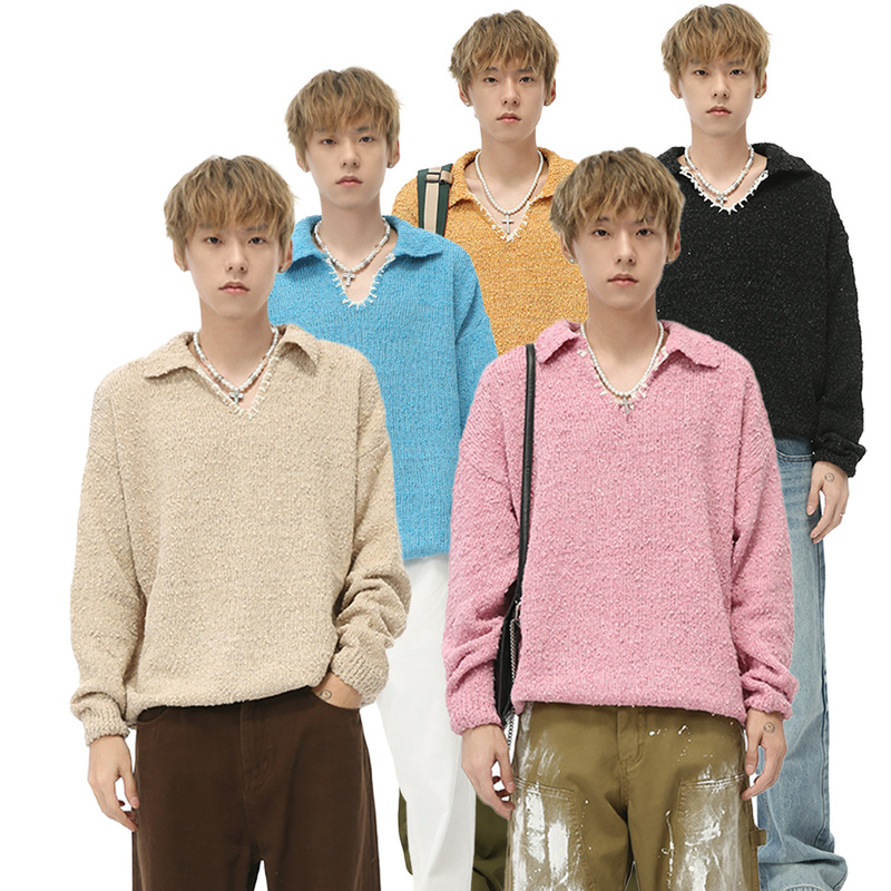 MTLCLOTHES Men's Wear | 2024 Autumn New Sewing Knitted V-Neck Fur Ball Knitted Sweater Autumn and Winter Lazy Sweater MTLCLOTHES Men's Wear | 2024 Autumn New Sewing Knitted V-Neck Fur Ball Knitted Sweater Autumn and Winter Lazy Sweater