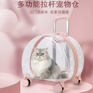 PC宠物拉杆箱新款猫包全透明加固便携猫包大容量宠物航空箱猫咪包