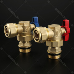 Angle type sleeve valve floor heating water collector water inlet and return valve brass ball valve aluminum plastic union outer wire water distributor sleeve valve