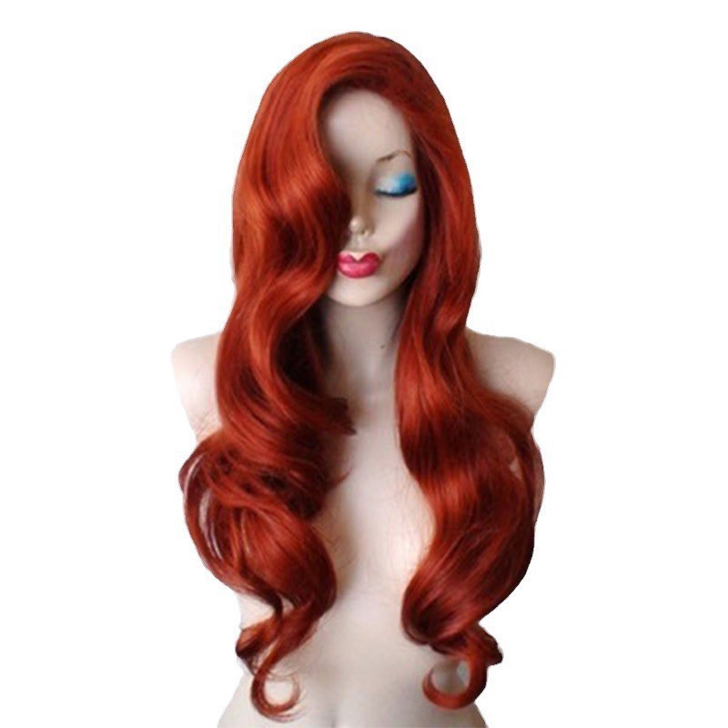 越境電子商取引ホット販売ヨーロッパとアメリカの貿易赤いロングカーリーヘアアニメーションコスウィッグ工場直販|undefined
