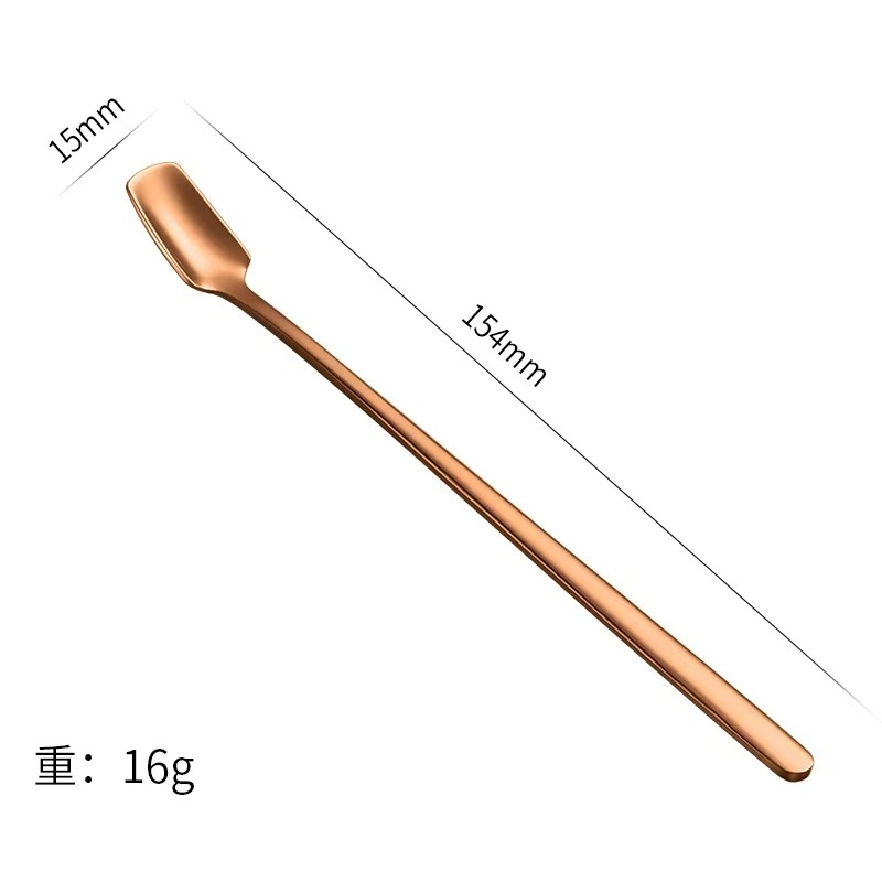 304不锈钢咖啡勺长柄方头勺马克杯小勺子 加厚搅拌勺创意冰勺礼品|undefined