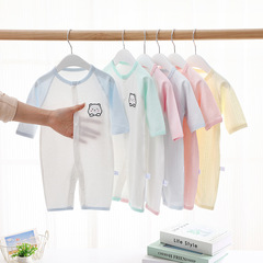 夏季款嬰兒衣服寶寶新生兒連體衣超薄款哈衣無骨外出服爬服空調服