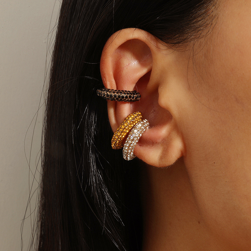 Fashion C Shape Diamond Alloy Artificial Gemstones Earrings display picture 11