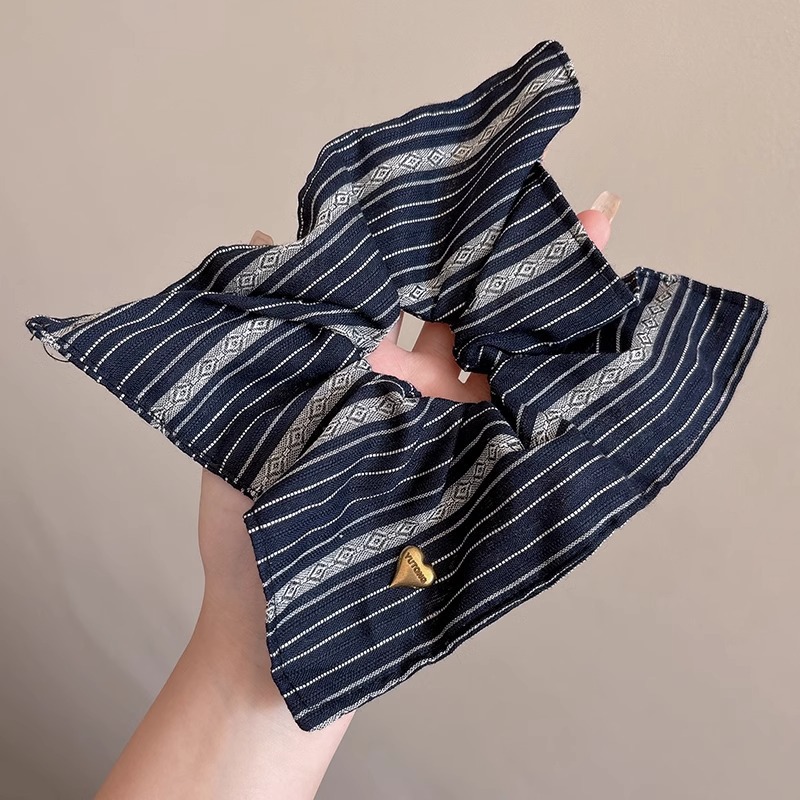 Retro denim azul cuadrado cabello toallas cuadradas de alta calidad anillo de cabello para mujeres cola de caballo no daña cabello banda de goma tocado