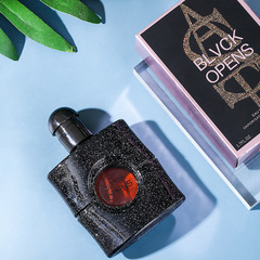 直播靚麗女孩黑鴉片香水持久留香男女士香水50ml淡香香水批發