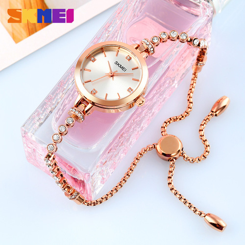 Shimei ladies creative bracelet-shaped watch, lightweight small round watch with diamonds for female students, waterproof and versatile quartz watch