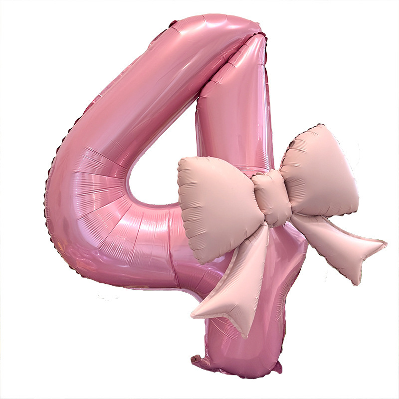 40インチのピンクの蝶結びの数字の風船の赤ちゃんの1歳のパーティーは女の子の誕生日の簡単な配置の道具を飾ります。|undefined
