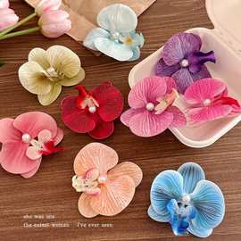 敲仙蝴蝶兰发夹~法式公主超仙花朵发夹盘发卡子氛围感发饰头饰女