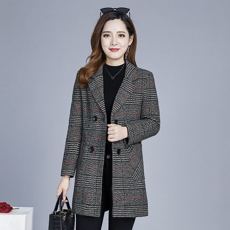 妈妈秋装2025新款外套气质中长款上衣40岁中老年女装春秋格子风衣|undefined