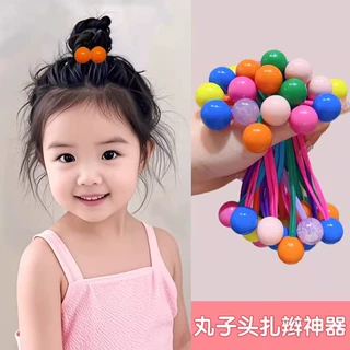 韩版彩色头绳公主头饰皮筋儿童扎马长皮筋发绳圆球糖果色发圈