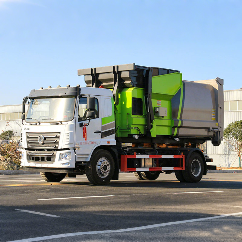 13-Square Dongfeng Huashen Kl5 Hook-Arm Garbage Truck Is Simple and Reliable to Operate, Large-Scale Factory and Mine Enterprise Garbage Transportation
