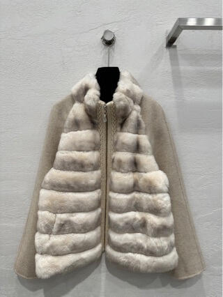 Winter New Haining Fur Imported Rex Rabbit Rare Wool Collar Jacket Natural Totoro Color