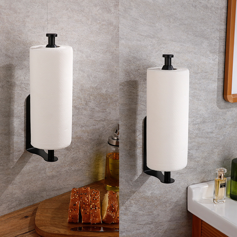 Amazon Black Kitchen Paper Towel Holder, Stainless Steel Damper Paper Towel Holder, No Drill Home Use Roll Paper Holder