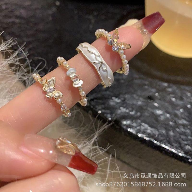 Super Fairy White Enamel Bowknot Ring for Women, Autumn/Winter 2026 New Model, Niche High-End Index Finger Ring