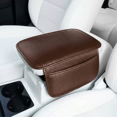 Multifunctional Storage Bag, Nappa Leather – Armrest box pad - brown-pocket-style