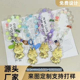 水贝爆款足金999labubu拉布布卡通饰品挂件高级高珠链定制批发