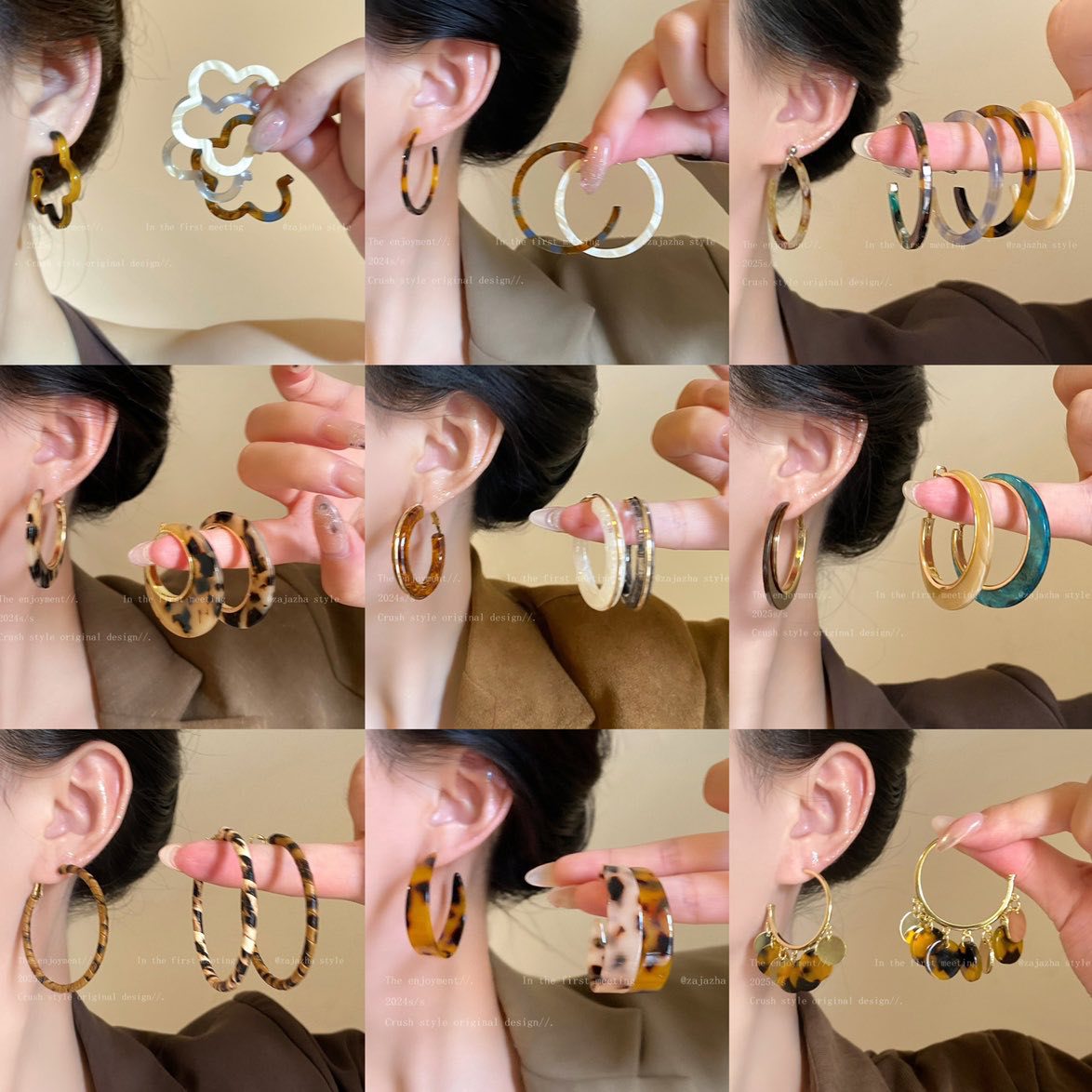 银针树脂晕染花朵耳环轻奢高级感耳钉复古时尚百搭耳饰设计感小众