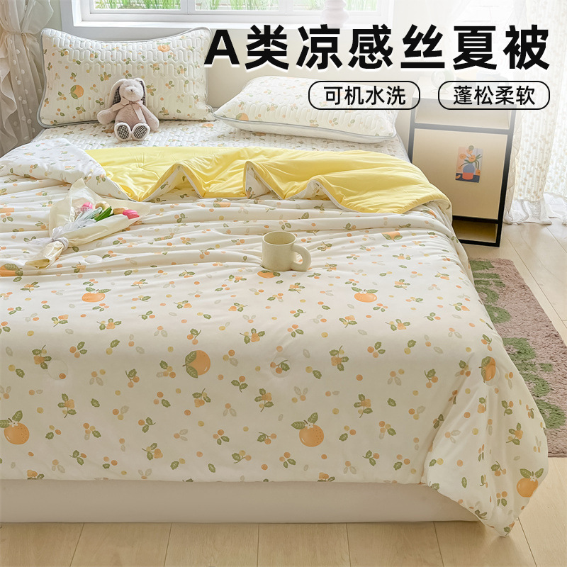 Edredón fresco de verano, colcha de aire acondicionado, lavable con lavadora, dormitorio de estudiantes de verano, colcha delgada individual y doble para niños