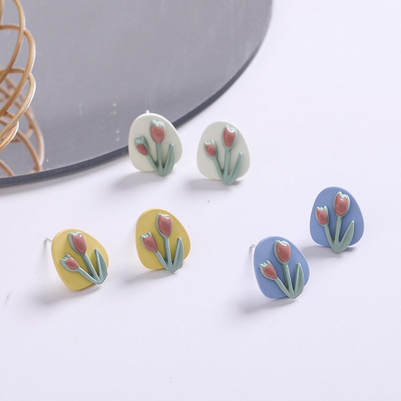 1 Pair IG Style Sweet Flower Stoving Varnish Alloy Ear Studs display picture 5