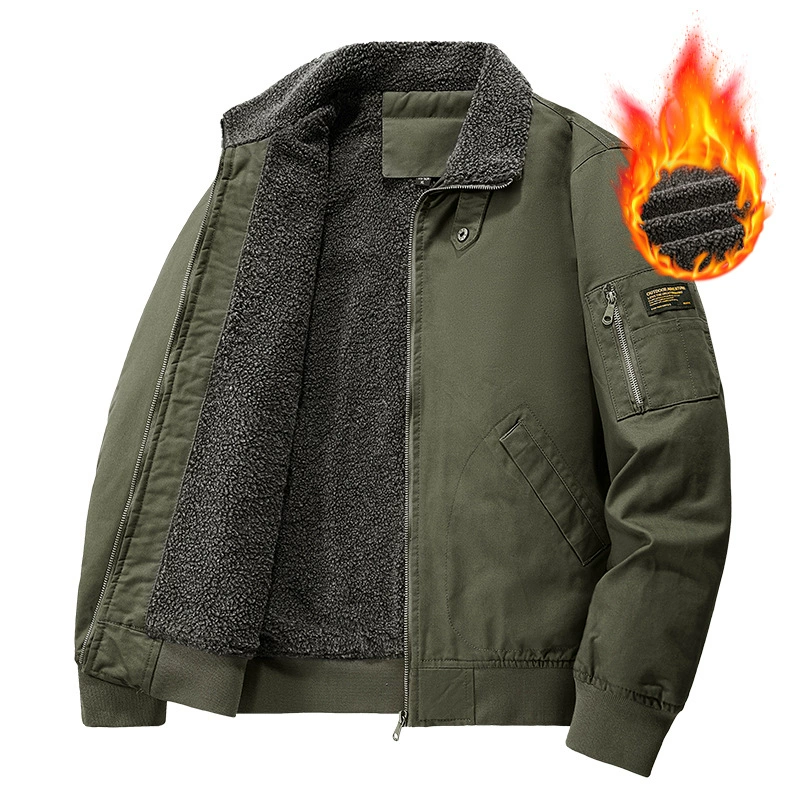 Трансграничная оптовая летная куртка мужская бархатная утолщенная осенне-зимняя однотонная повседневная спортивная свободная куртка Amazon