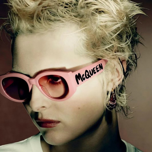 European and American cross-border new oval sunglasses fashionable English letters personalized retro sunglasses trendy decorative ink