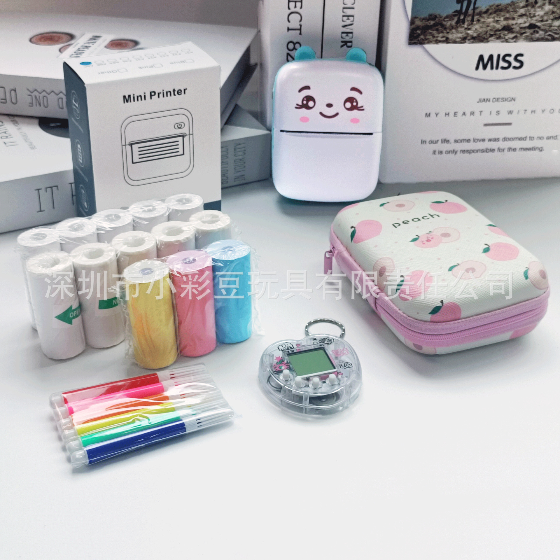 A8C 블루 + 감열지 5개 + 접착지 5개 + 색종이 3개 + 색펜 + 가방 + 전자 애완동물