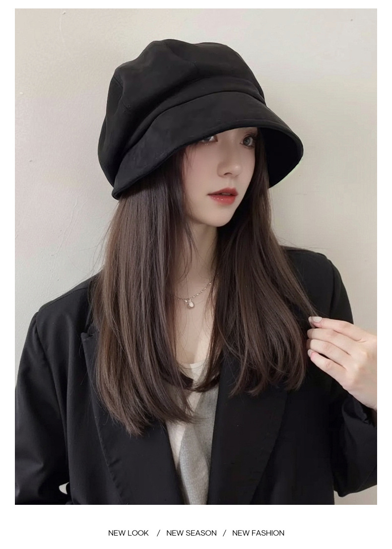 Cappelli da donna in autunno e inverno, artistico e retrò, velluto scamosciato versatile, maglia rossa, cappello freddo, viso piccolo, cappello ottagonale, cappello da pescatore giapponese_voghion.com