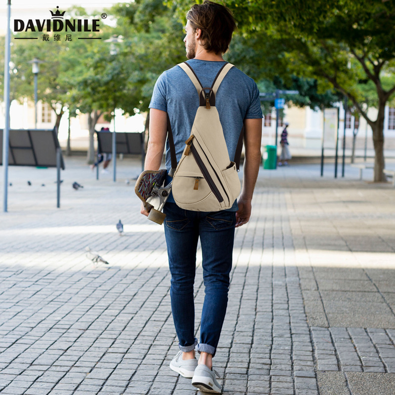 2022 nuevo bolso transfronterizo de los hombres moda lienzo de moda bolso de pecho de los hombres bolso de mensajero del hombro ocasional viaje Mochila pequeña