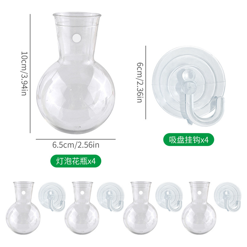 Wall hanging hydroponic vase transparent plastic plant ecological bottle suction cup hook green rose small hanging bottle flower hydroponic ware
