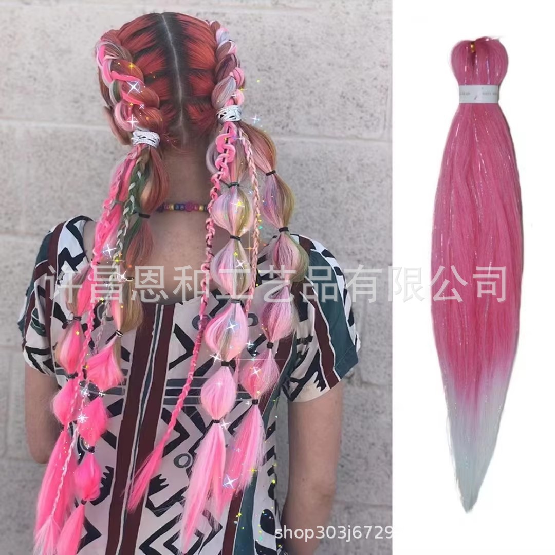 Transfronterizo color gradiente EZ gran trenza láser fibra química trenzada cabello fácil cabello trenzado africano pelucas